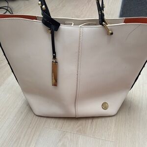 Vince Camuto Cream Tote with Structured Shape and Textured Leather